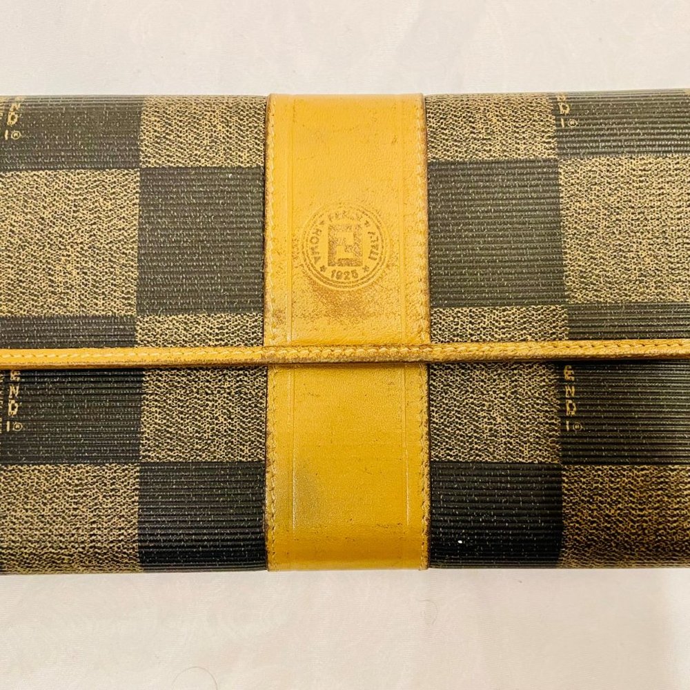 Fendi Pequin Striped Coated Checkered Wallet